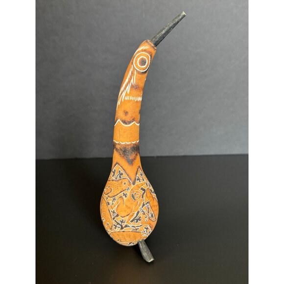Hand-Carved Gourd Bird Figurine With Intricate Designs - Picture 3 of 14